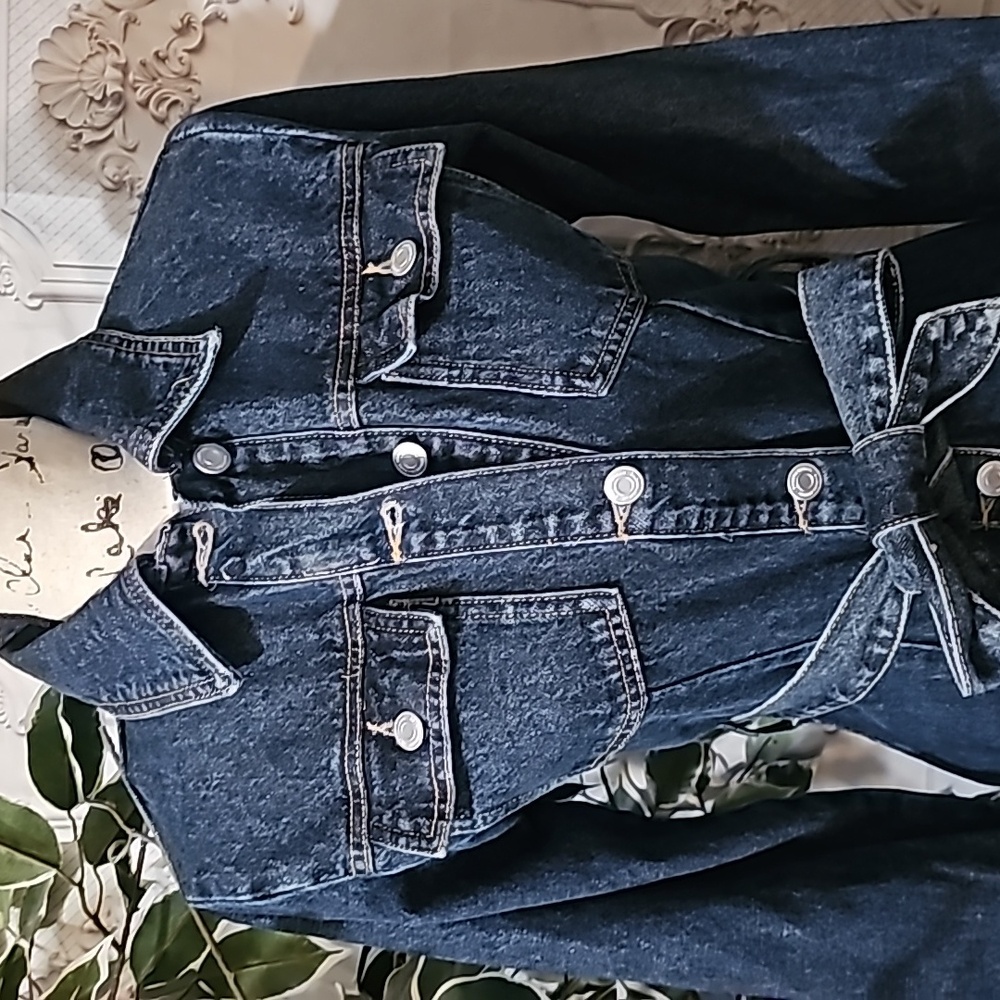 Zara Belted Button Front Denim Dress XS - Picture 3 of 15